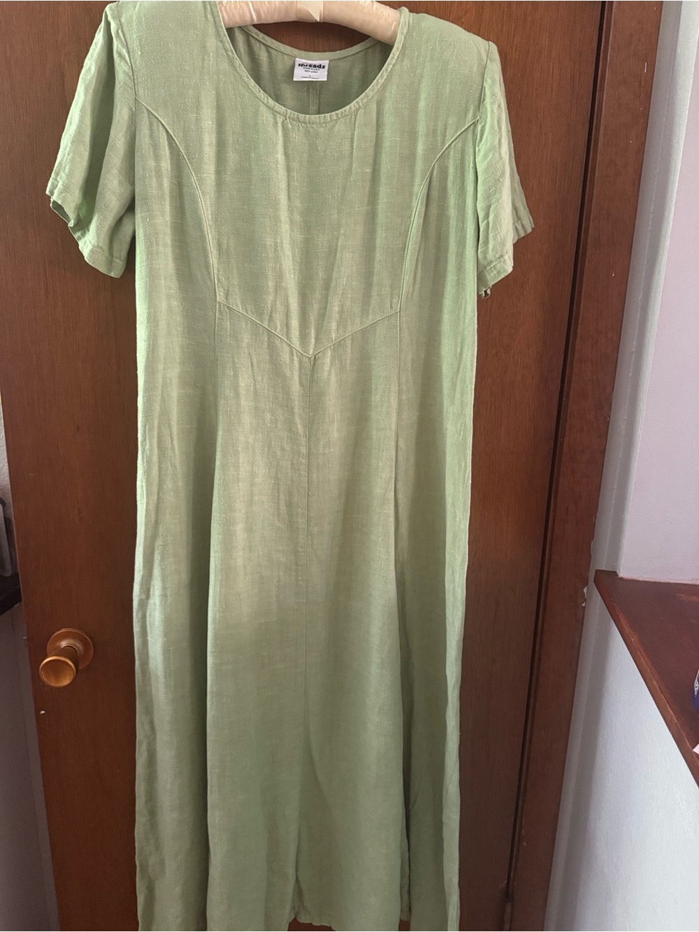 Light Green Short-Sleeve Maxi Dress by California Threds Vintage 90’s